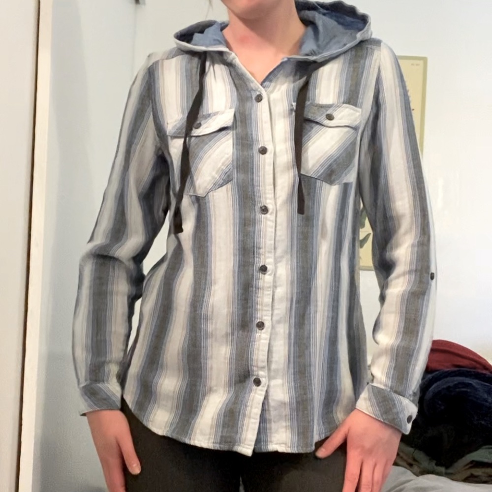 Boston Traders— Hooded long sleeve Button up